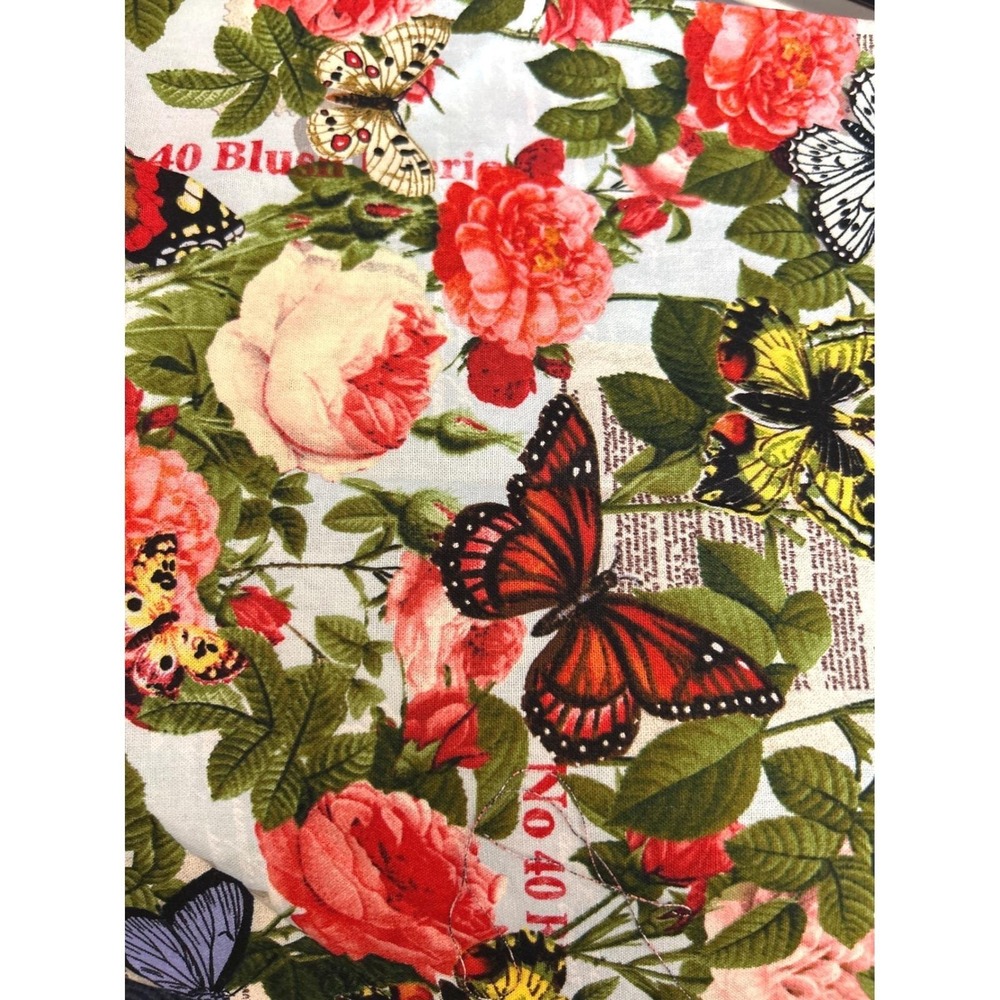 David Textiles Cotton Fabric Butterfly Floral Botanical Cottagecore Garden